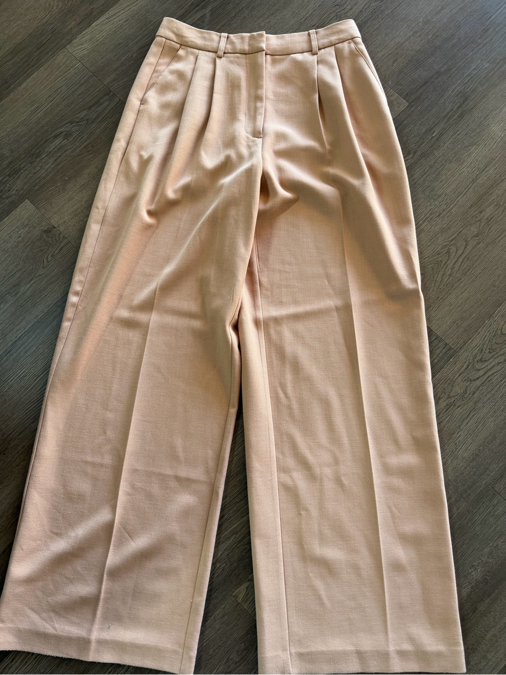 Wide-Leg High-Rise Women's Pants in Blush Peach Sz 4